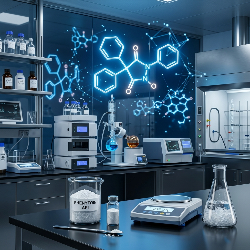 Phenytoin API molecular structure visualization